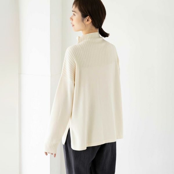 オーガニックコットン ニットボトルネックプルオーバー