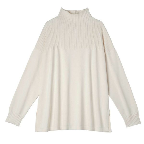 オーガニックコットン ニットボトルネックプルオーバー