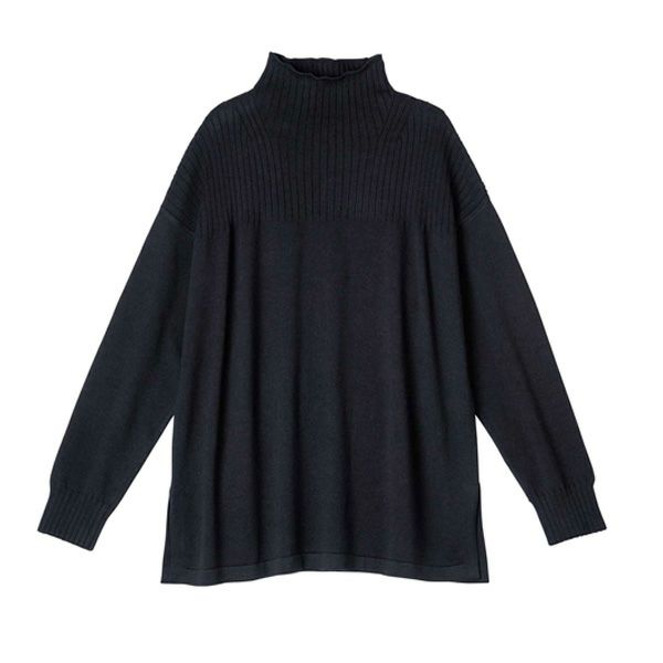 オーガニックコットン ニットボトルネックプルオーバー