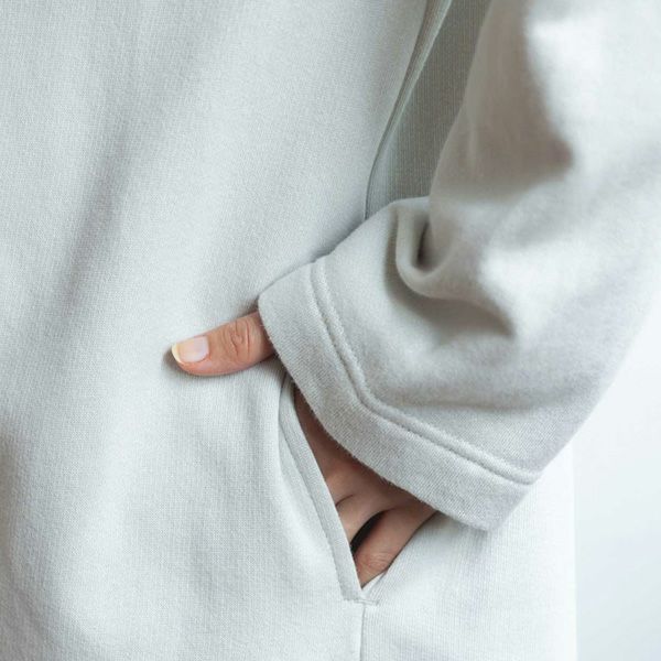 オーガニックコットン 裏起毛ノーカラーロングコート