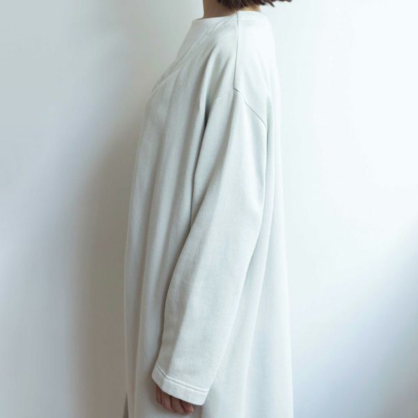 オーガニックコットン 裏起毛ノーカラーロングコート