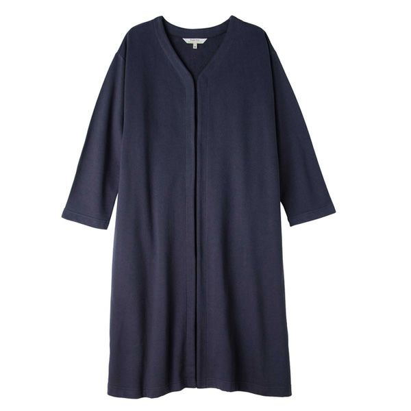 オーガニックコットン 裏起毛ノーカラーロングコート