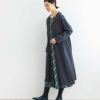 オーガニックコットン 裏起毛ノーカラーロングコート