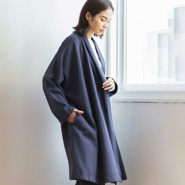 オーガニックコットン 裏起毛ドレープコート