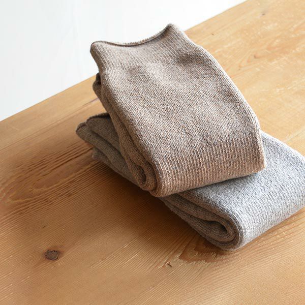 オーガニックコットン＆ヤク裏起毛筒型ソックス