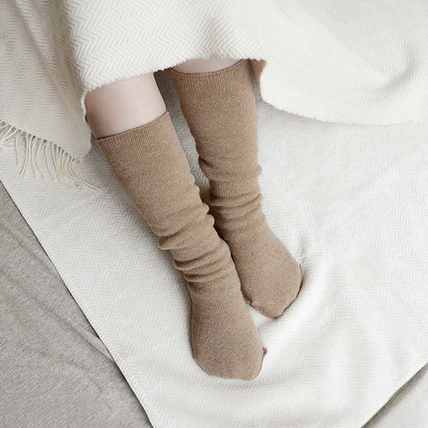 オーガニックコットン＆ヤク裏起毛筒型ソックス