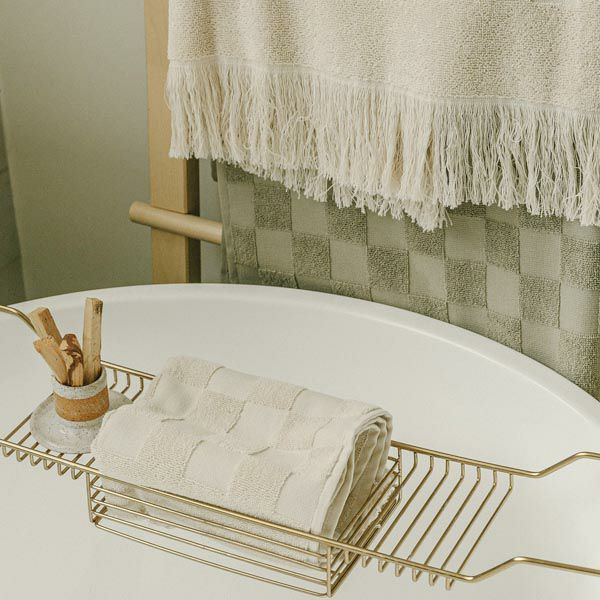 オーガニックコットン チェック柄テリーフェイスタオル