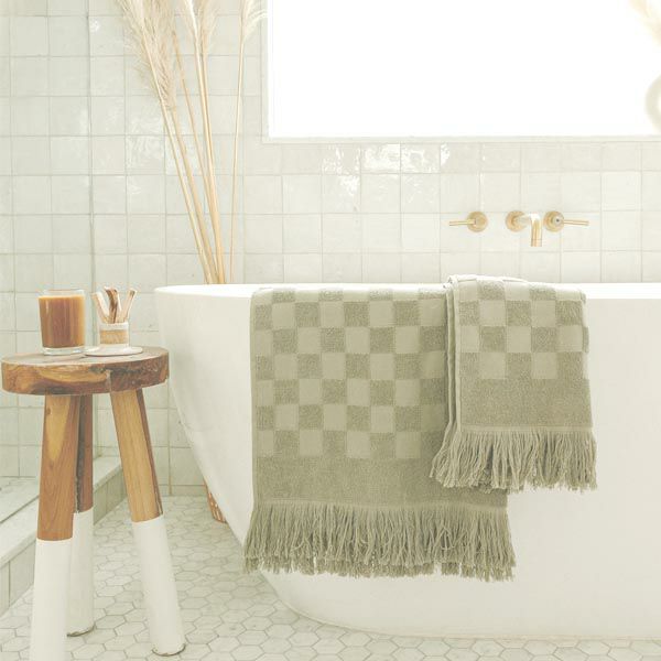 オーガニックコットン チェック柄テリーバスタオル