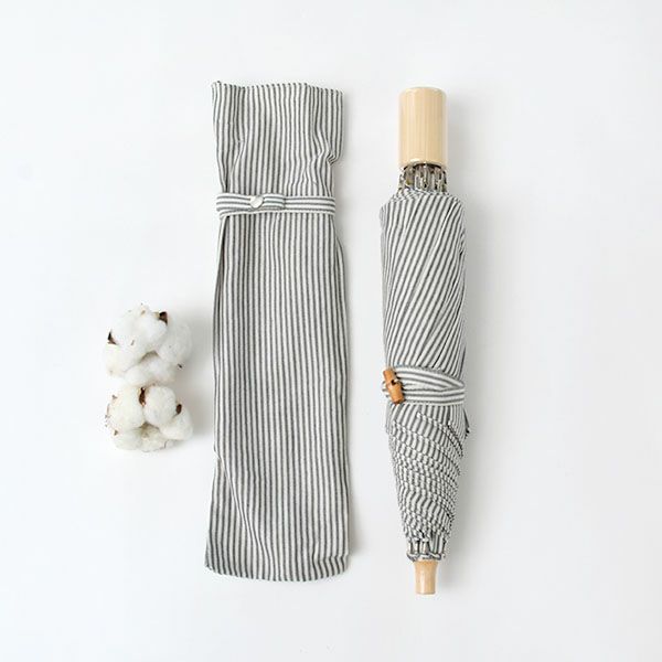 オーガニックコットン 折りたたみパラソル(日傘) ストライプ