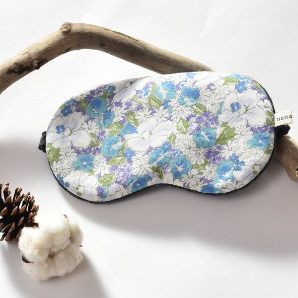 【別注】オーガニックコットン ビッグアイマスク フラワーブルー