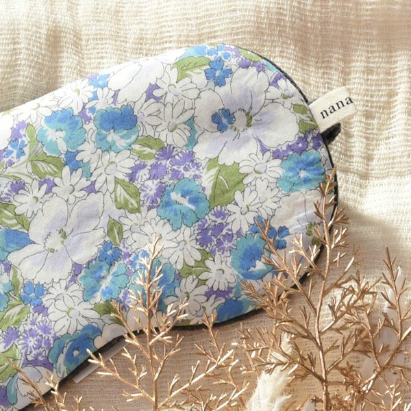 【別注】オーガニックコットン ビッグアイマスク フラワーブルー