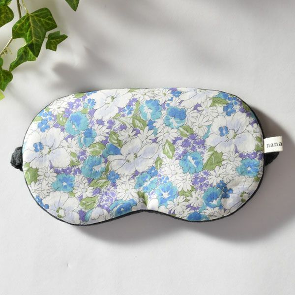 【別注】オーガニックコットン ビッグアイマスク フラワーブルー