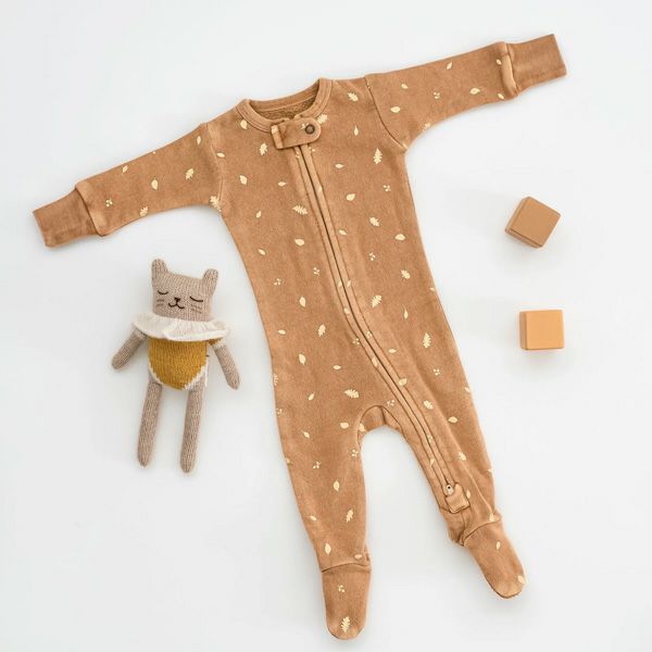 オーガニックコットン ベビーフリース足つきカバーオール