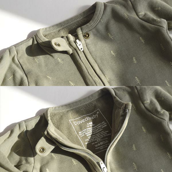 オーガニックコットン ベビーフリース足つきカバーオール