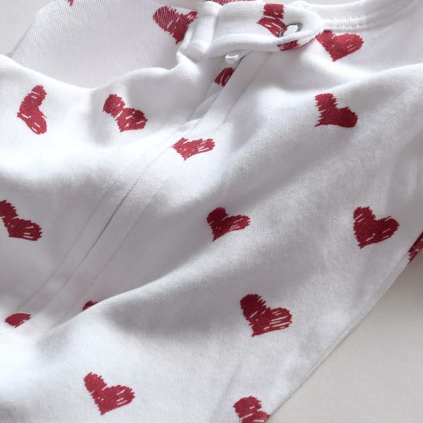 オーガニックコットン ベビー足つきカバーオールValentine's