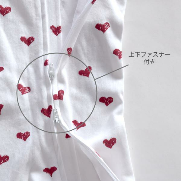 オーガニックコットン ベビー足つきカバーオールValentine's