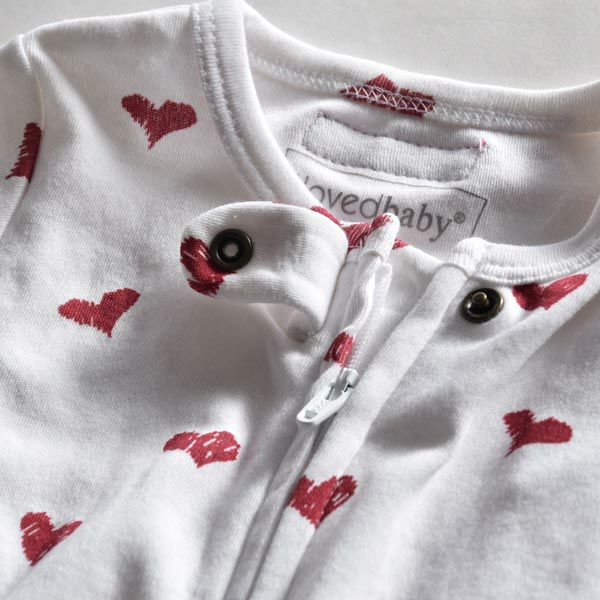 オーガニックコットン ベビー足つきカバーオールValentine's