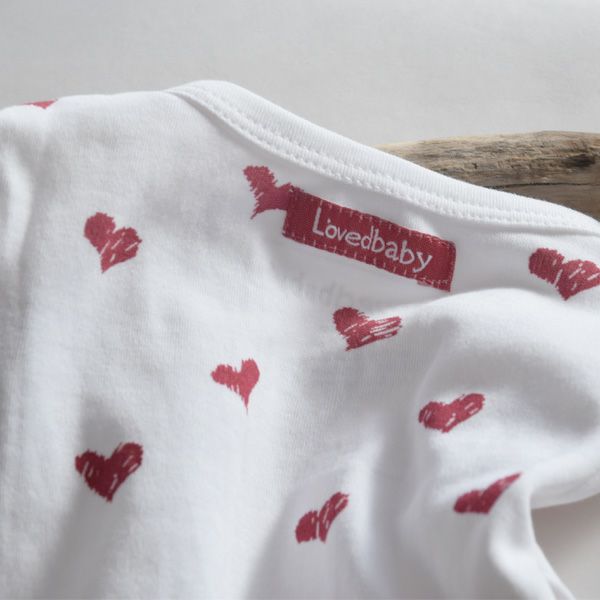 オーガニックコットン ベビー足つきカバーオールValentine's