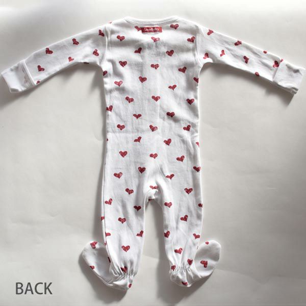 オーガニックコットン ベビー足つきカバーオールValentine's