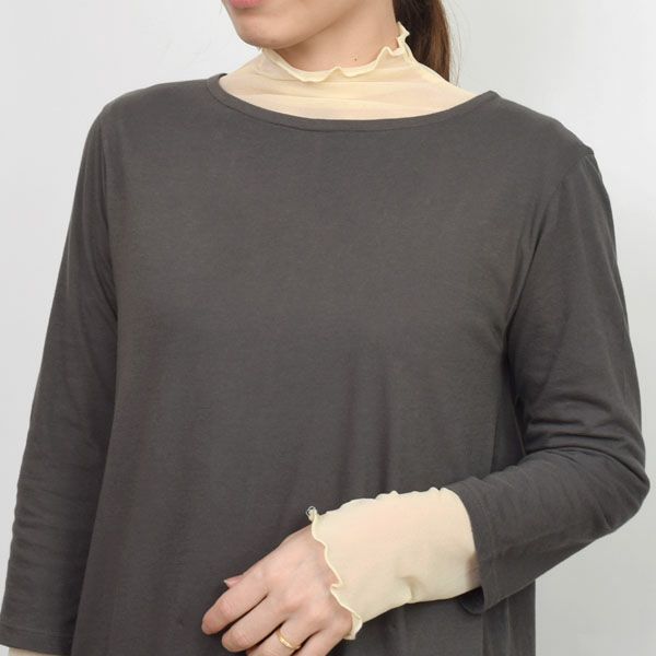 オーガニックコットン 薄地ハイゲージ7分袖ワンピース