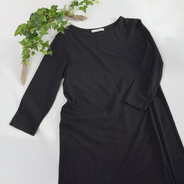 オーガニックコットン 薄地ハイゲージ7分袖ワンピース