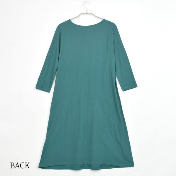 オーガニックコットン 薄地ハイゲージ7分袖ワンピース