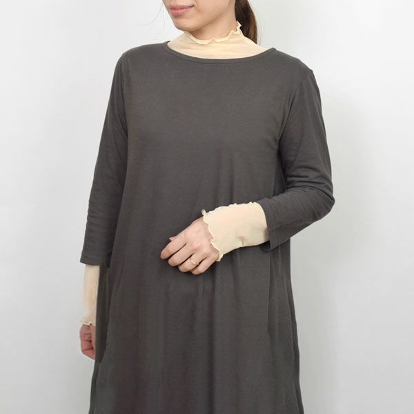 オーガニックコットン 薄地ハイゲージ7分袖ワンピース