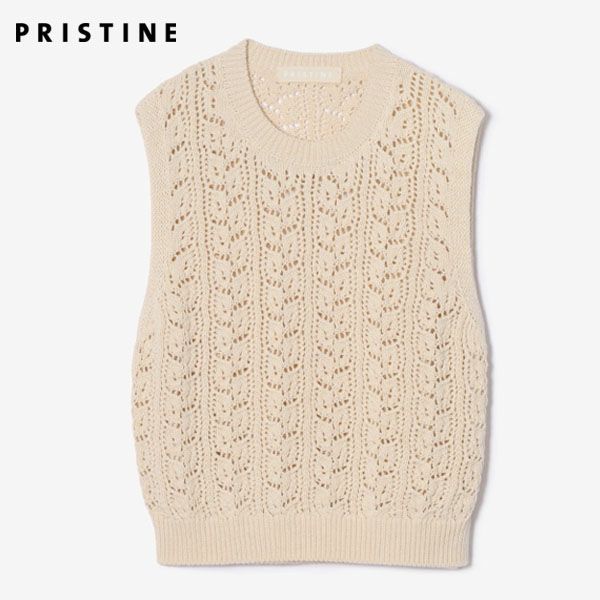 オーガニックコットン 透かし編みベスト