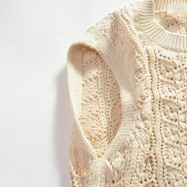 オーガニックコットン 透かし編みベスト