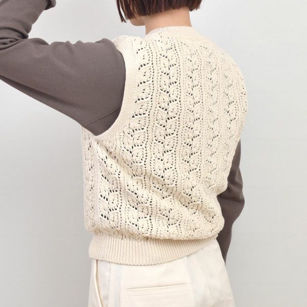 オーガニックコットン 透かし編みベスト