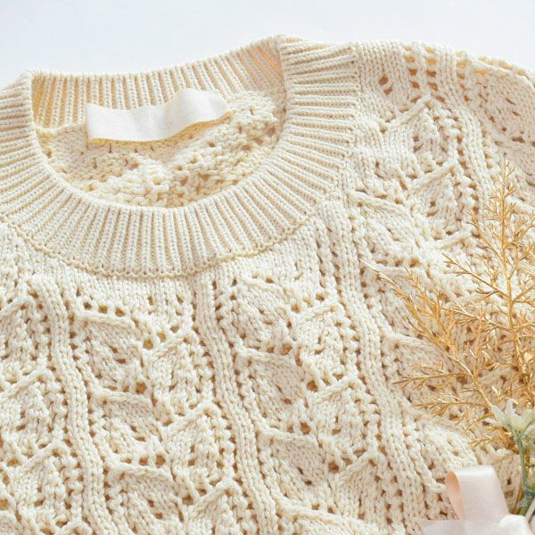 オーガニックコットン 透かし編みベスト