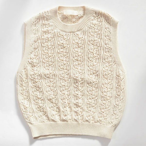 オーガニックコットン 透かし編みベスト