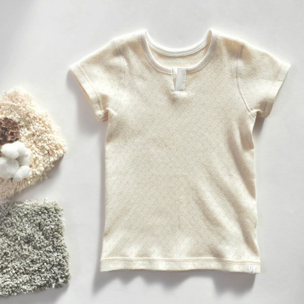 オーガニックコットン ベビー メッシュシャツ（半袖）ナチュラル 80-90