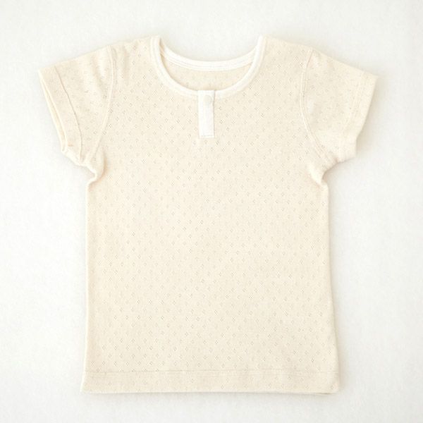 オーガニックコットン ベビー メッシュシャツ（半袖）ナチュラル 80-90