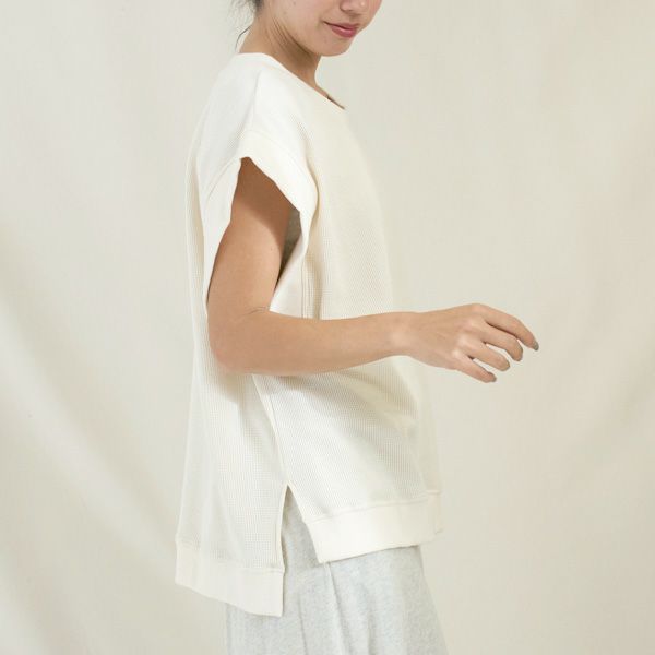 オーガニックコットン ワッフルベストトップス