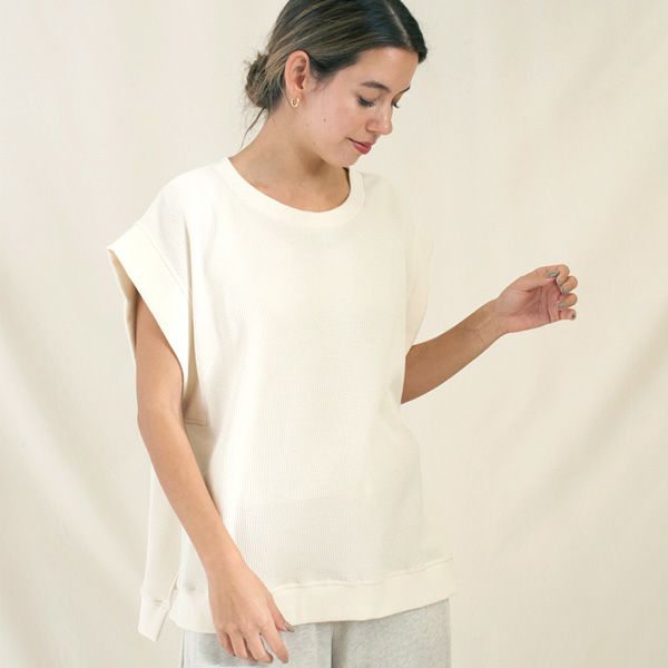 オーガニックコットン ワッフルベストトップス