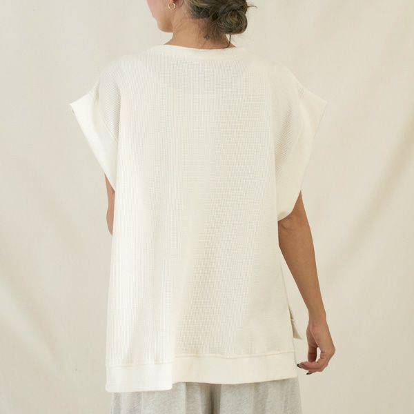 オーガニックコットン ワッフルベストトップス