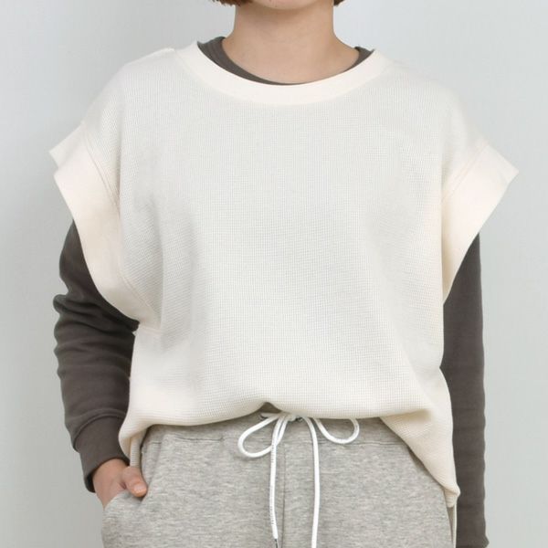 オーガニックコットン ワッフルベストトップス