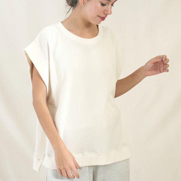 オーガニックコットン ワッフルベストトップス