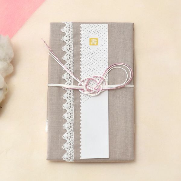 オーガニックコットンのハンカチで出来たご祝儀袋 輪結びピンク