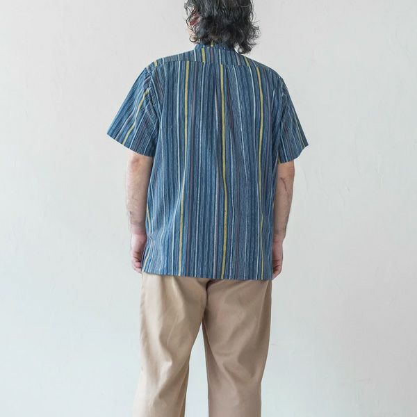 オーガニックコットン メンズチソウストライプシャツ(半袖)
