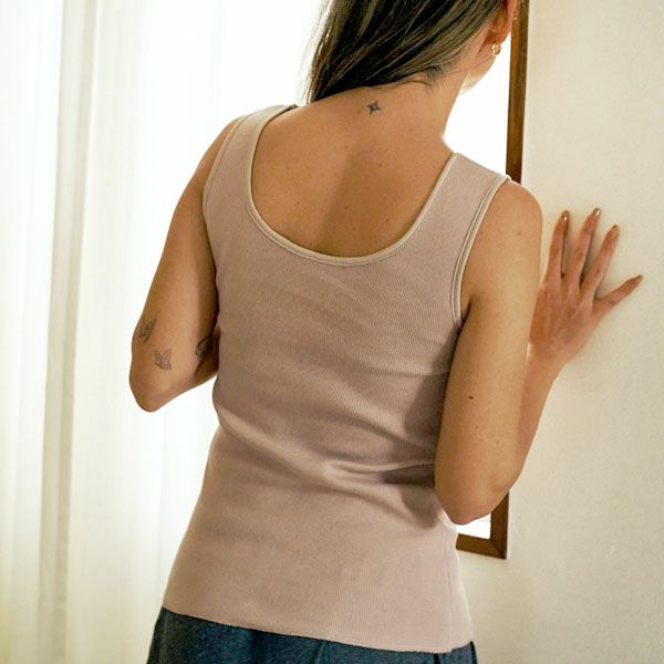 オーガニックコットン スパンリブカップ付きタンクトップ