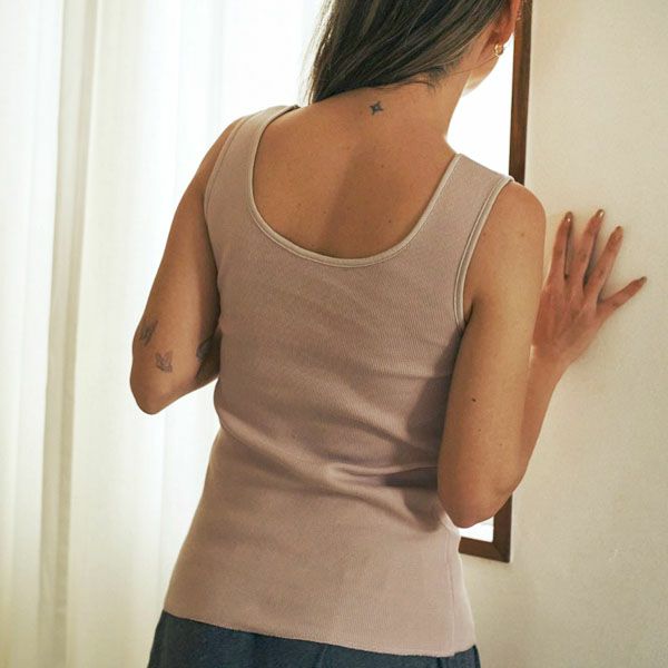 オーガニックコットン スパンリブカップ付きタンクトップ