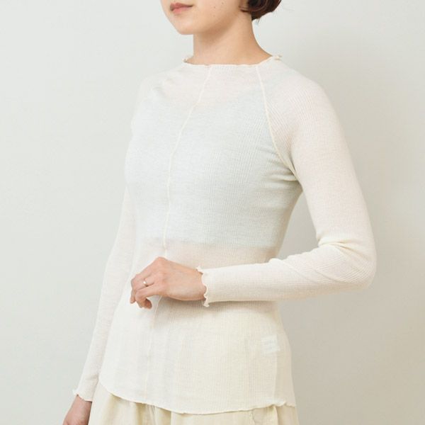 オーガニックコットン シアーモックネックトップ AMELIA