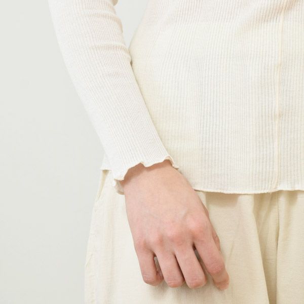 オーガニックコットン シアーモックネックトップ AMELIA