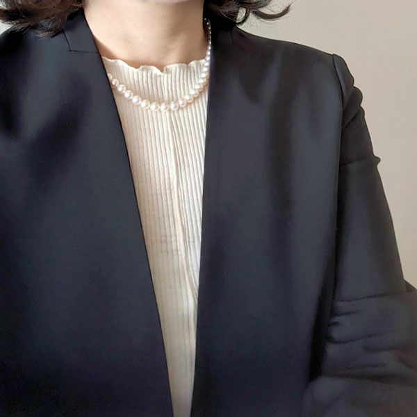 オーガニックコットン シアーモックネックトップ AMELIA