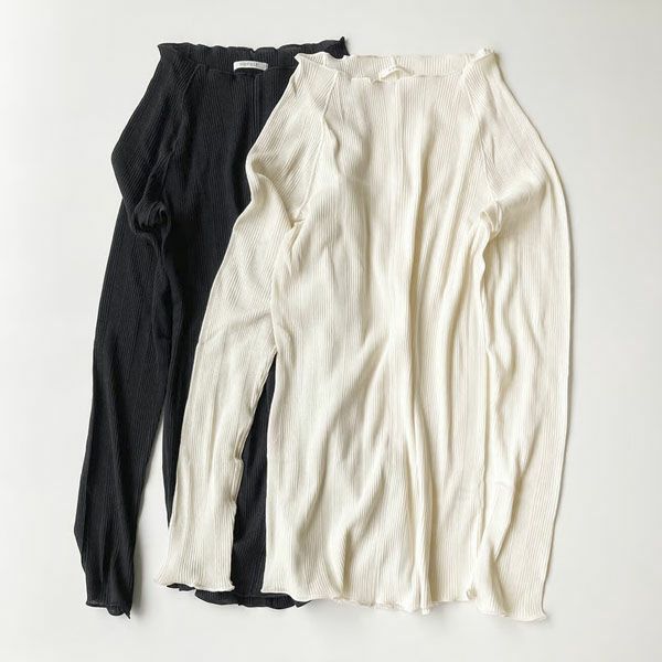 オーガニックコットン シアーモックネックトップ AMELIA