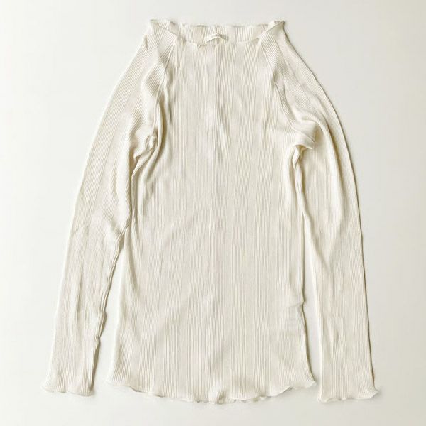 オーガニックコットン シアーモックネックトップ AMELIA