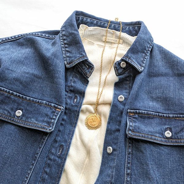 オーガニックコットン シアーモックネックトップ AMELIA