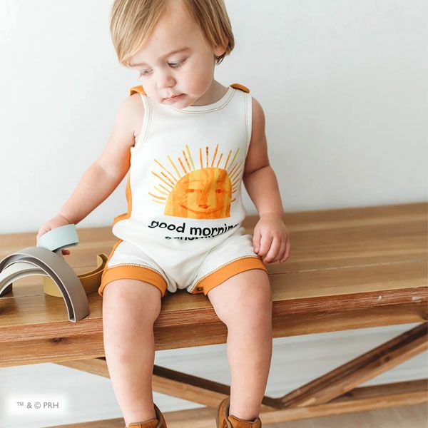 オーガニックコットン ベビーノースリーブロンパース はらぺこあおむし